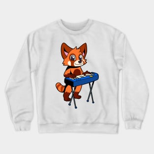 Cartoon red panda plays keyboard Crewneck Sweatshirt